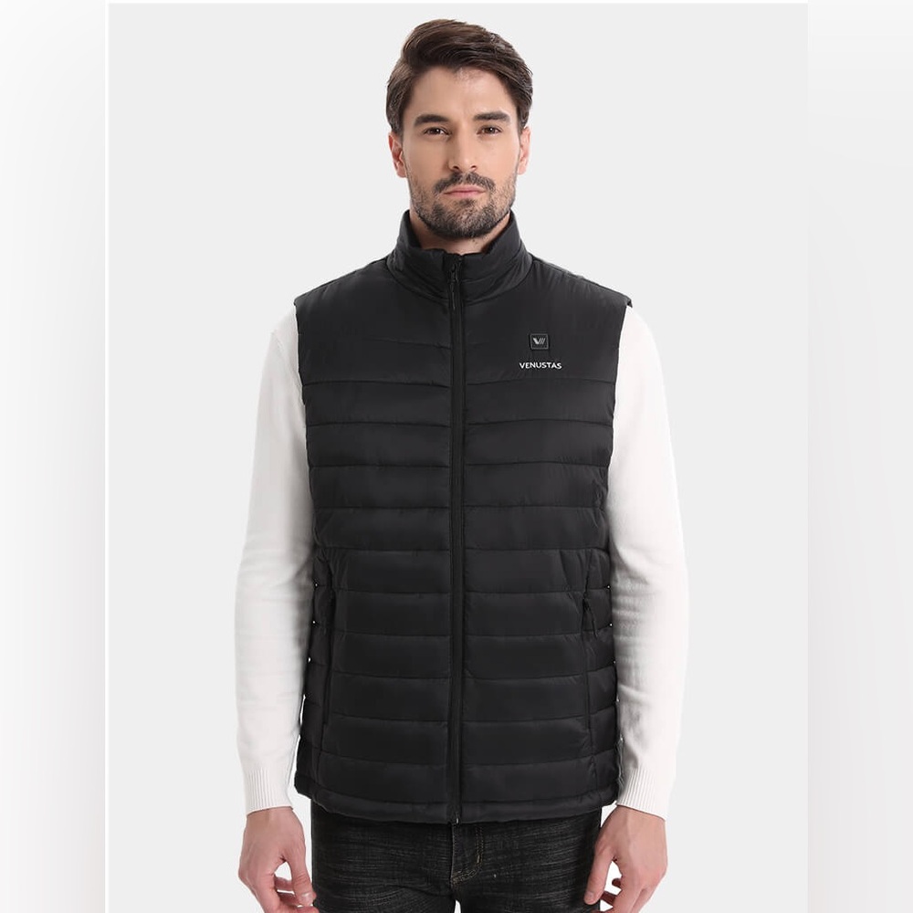 🌙 B157 VENUSTAS Men's heated Black Quilted Puffer Vest
